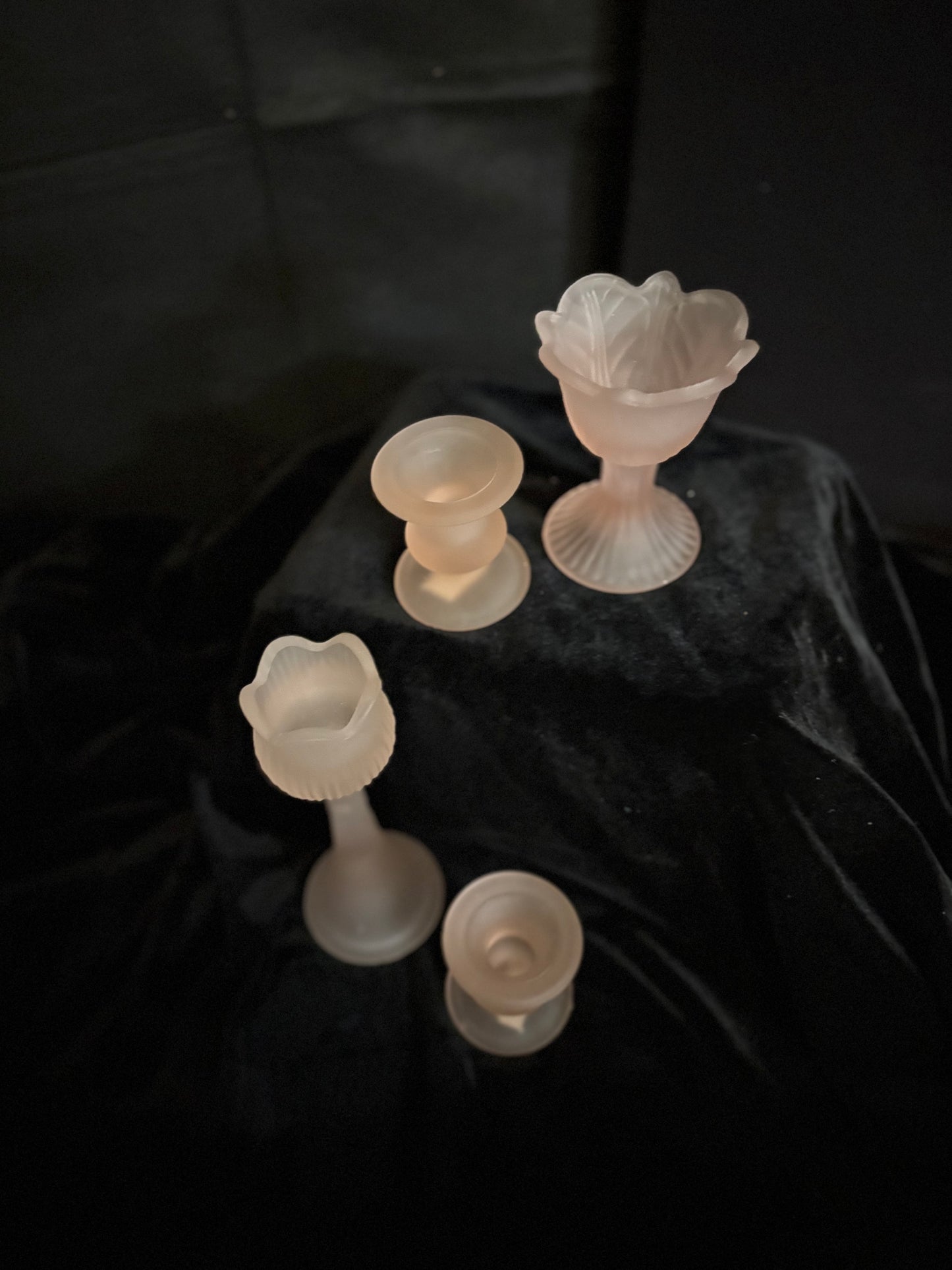 Pink Frosted Candle Holders Set of Four