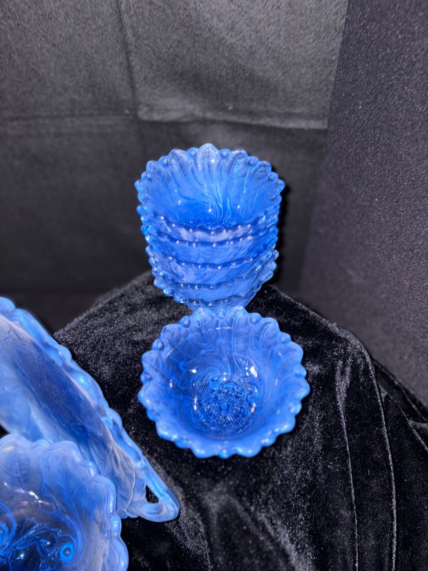 Blue Indiana Frosted Glass Set of 8