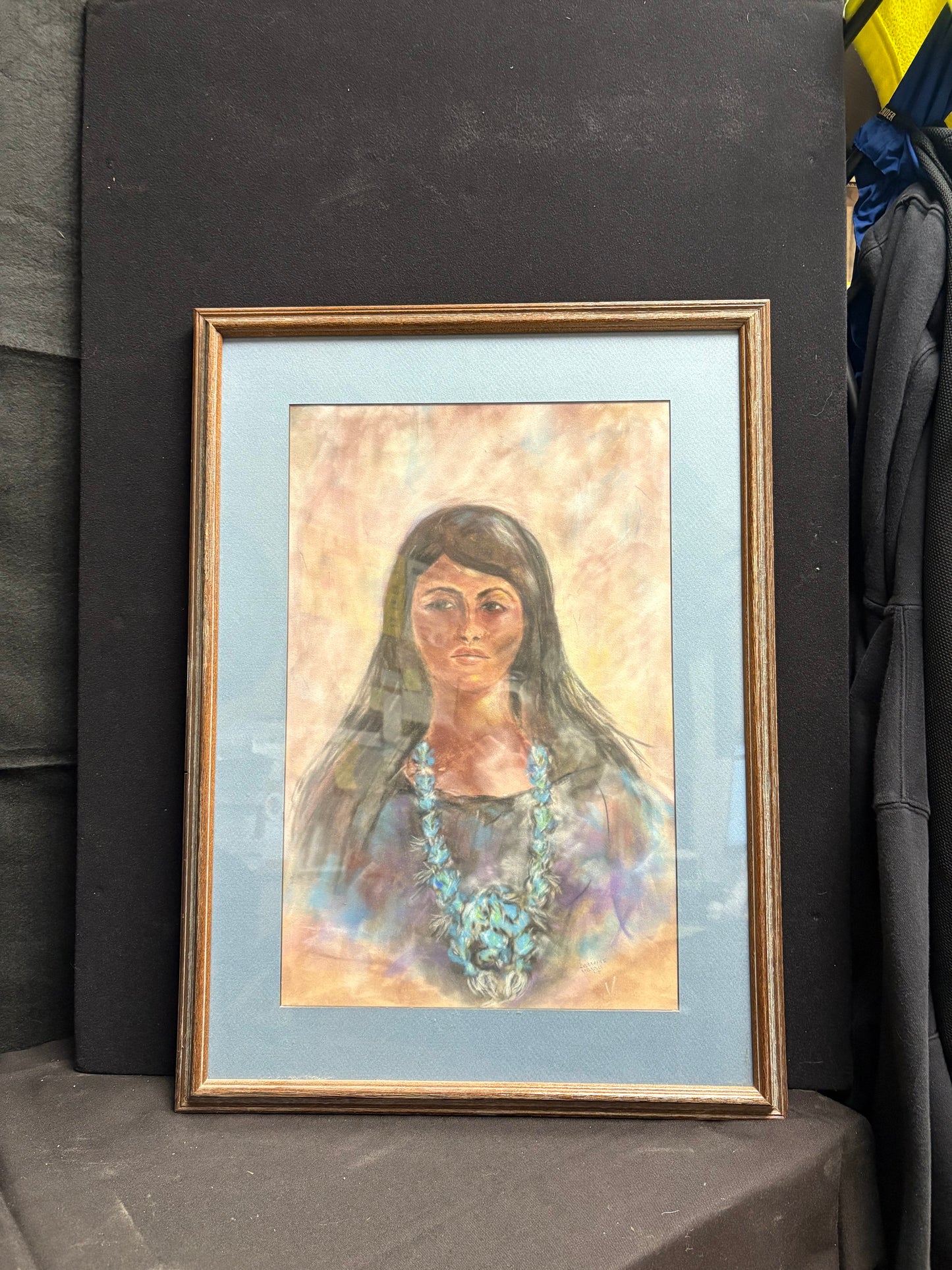 Chalk Portrait of a Women in Blue