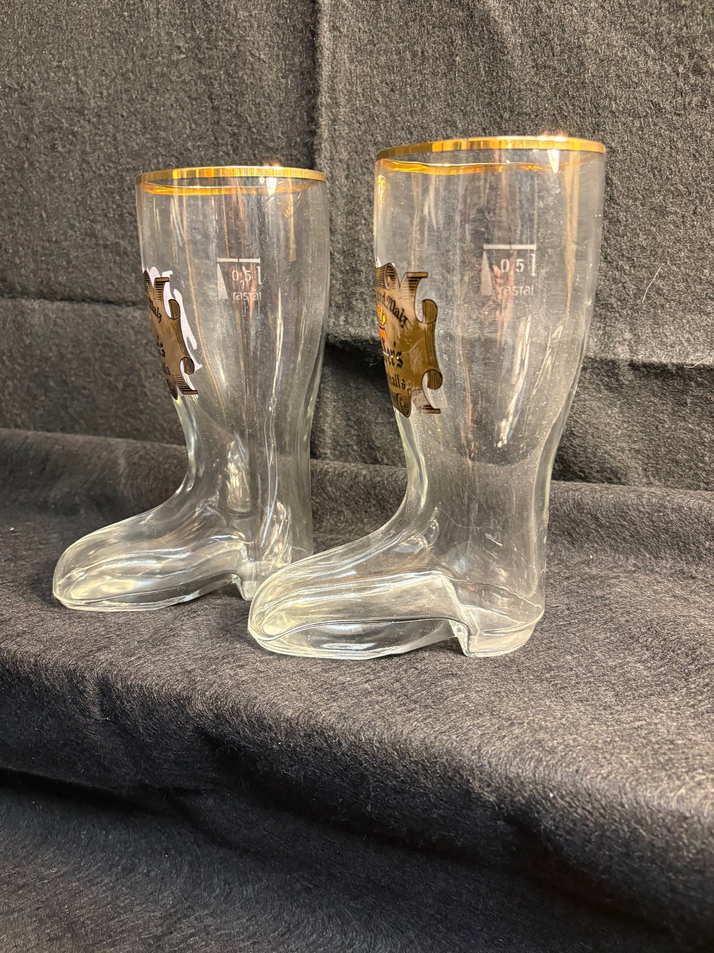 Two German Boot Beer Glasses