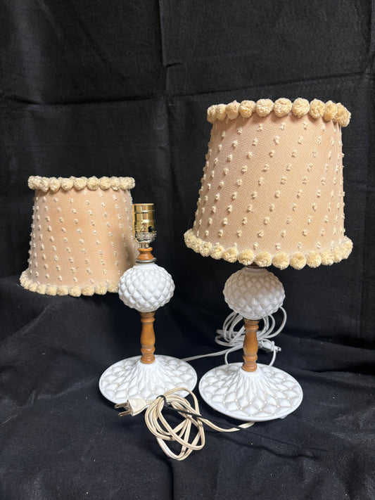 White Milk Glass Lamps (set of two)