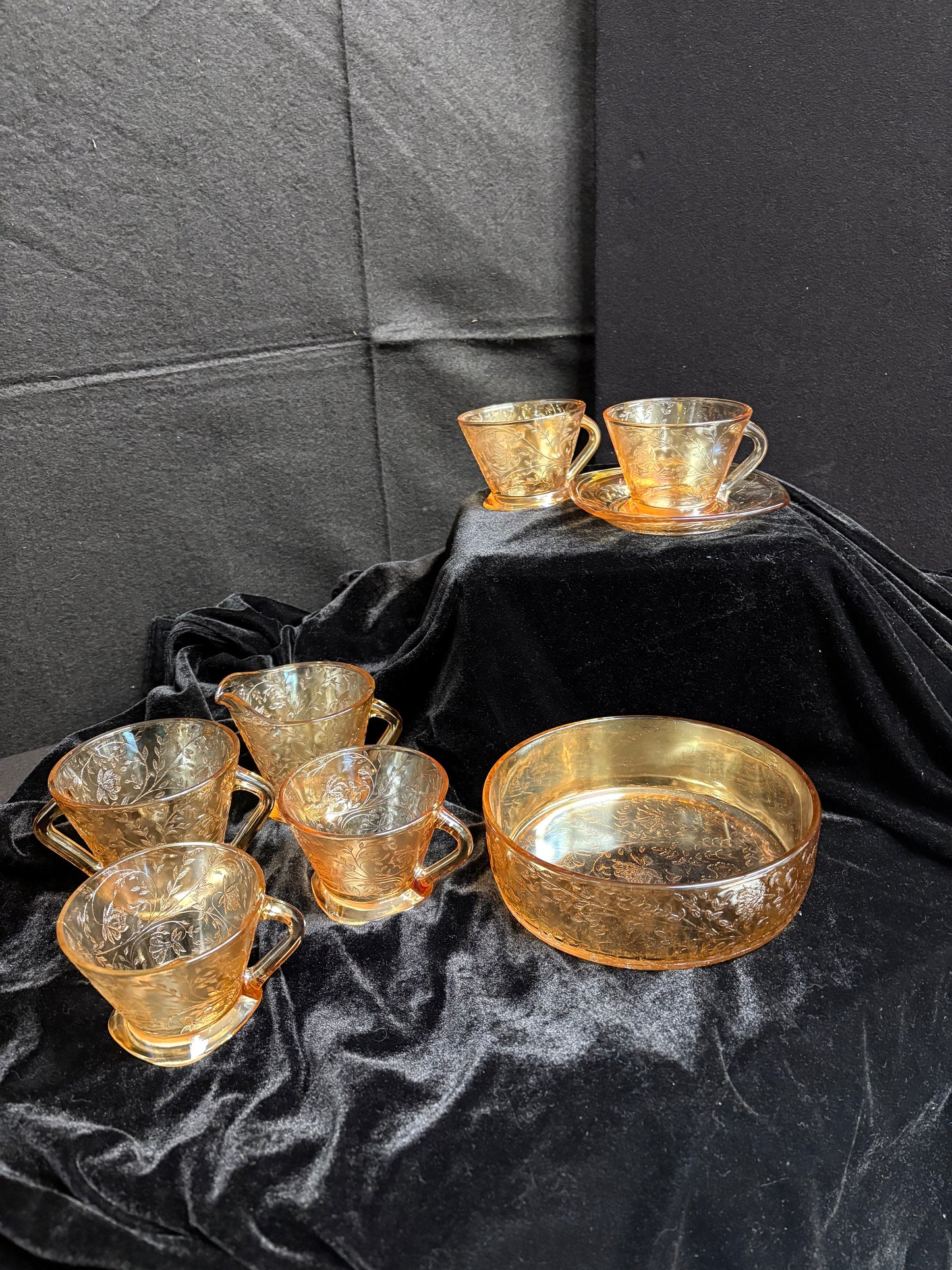 Peach Carnival Glass Set of 8