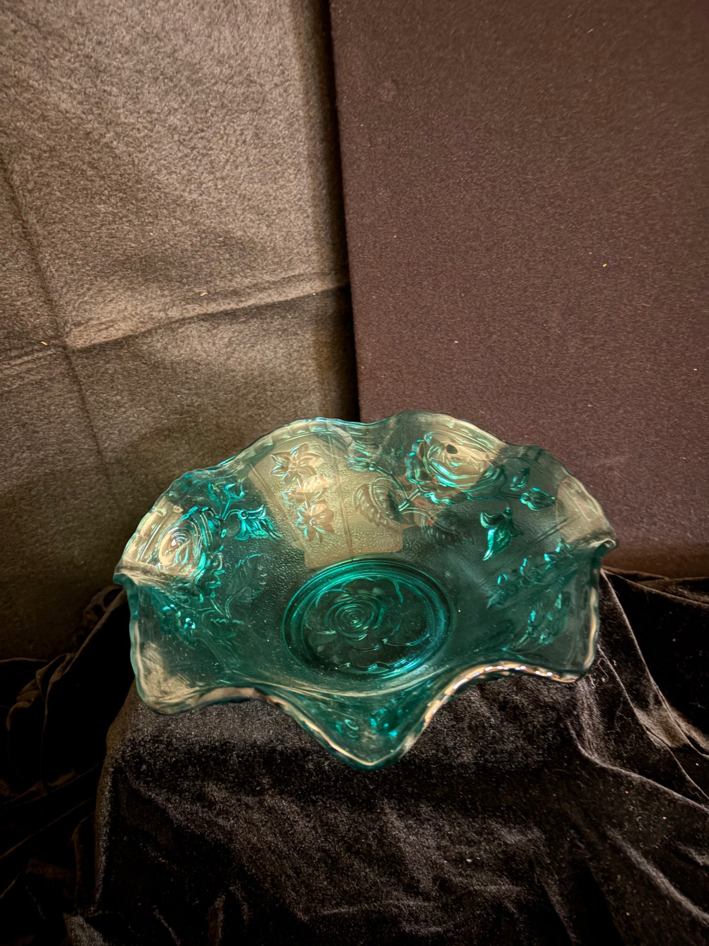 Aqua Rose Glass Bowl
