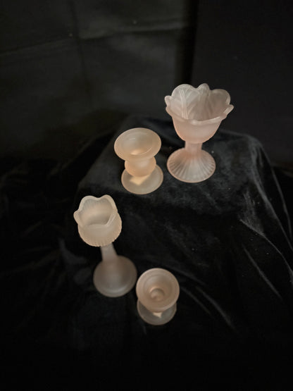 Pink Frosted Candle Holders Set of Four