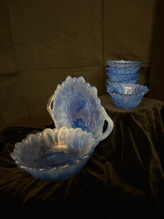 Blue Indiana Frosted Glass Set of 8