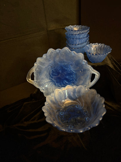 Blue Indiana Frosted Glass Set of 8