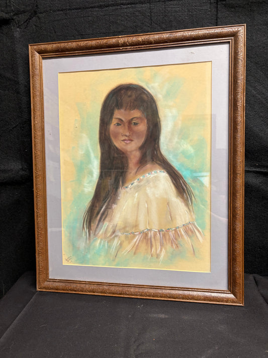 Chalk Portrait of a Woman in Cream