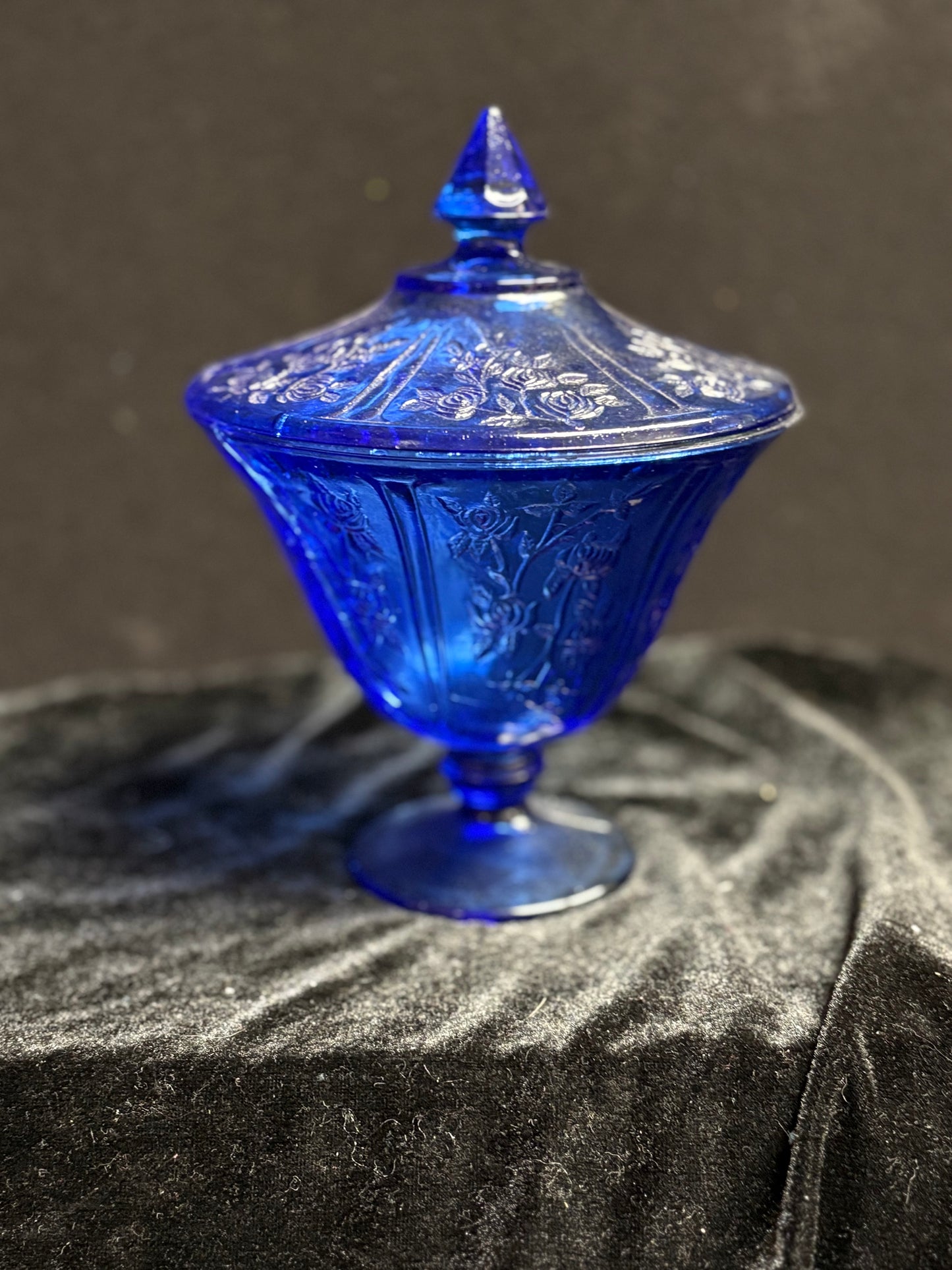 1970's Cobalt Blue Glass Candy Dish