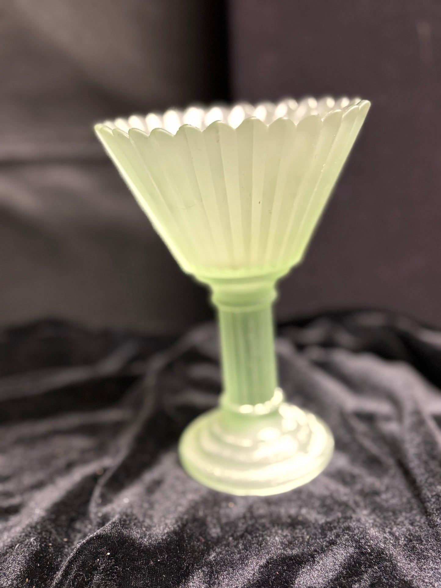 Vintage Green Frosted Glass Candle Holder
