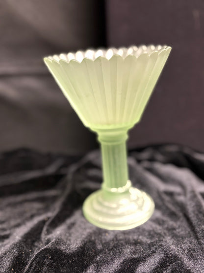 Vintage Green Frosted Glass Candle Holder