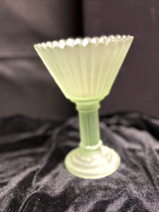 Vintage Green Frosted Glass Candle Holder