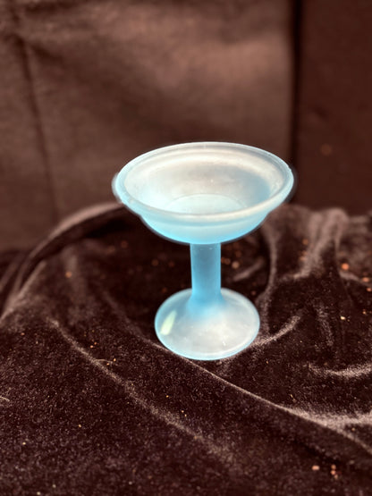 Frosted Aqua Blue Glass Sorbet Dish
