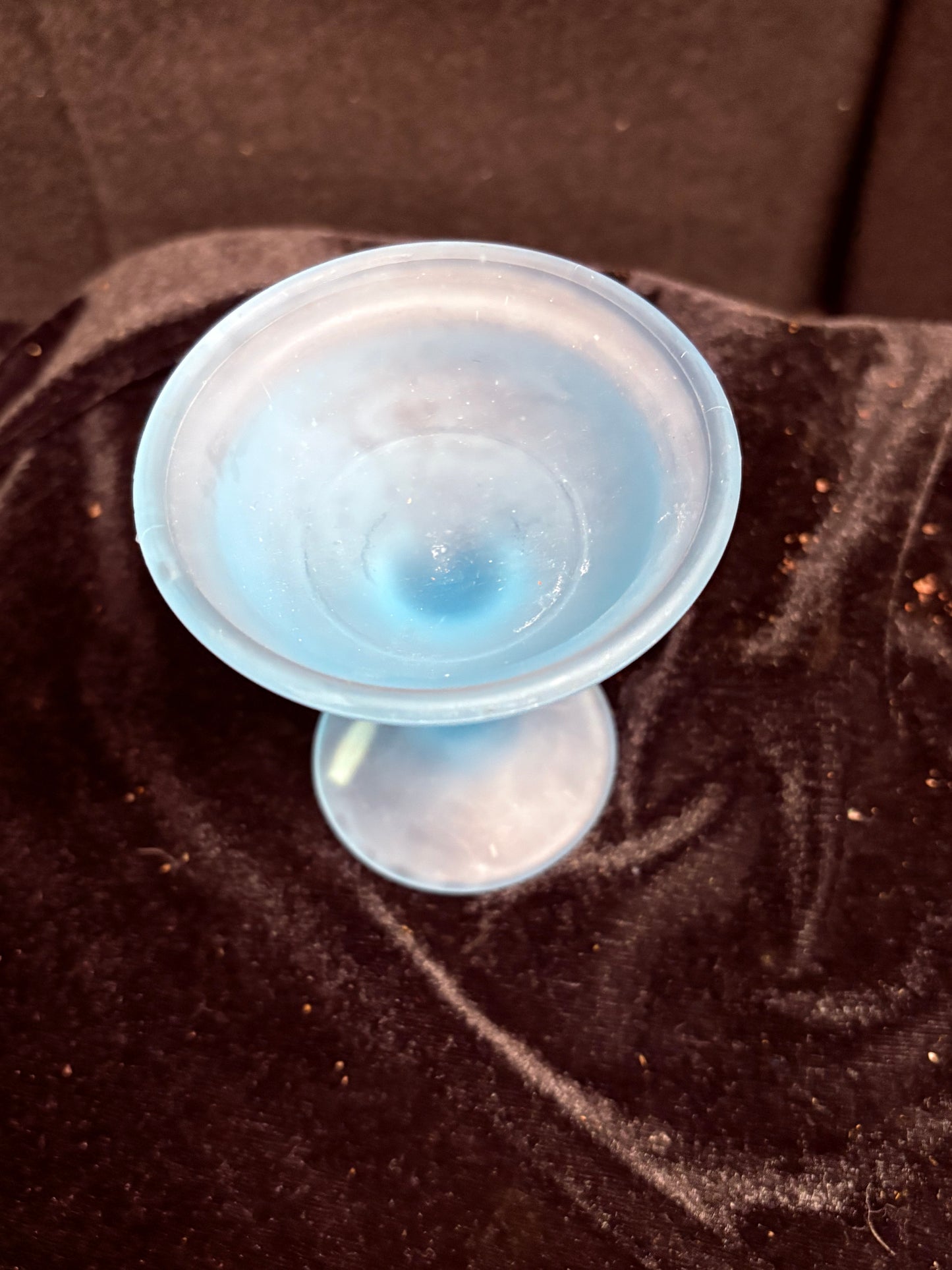 Frosted Aqua Blue Glass Sorbet Dish