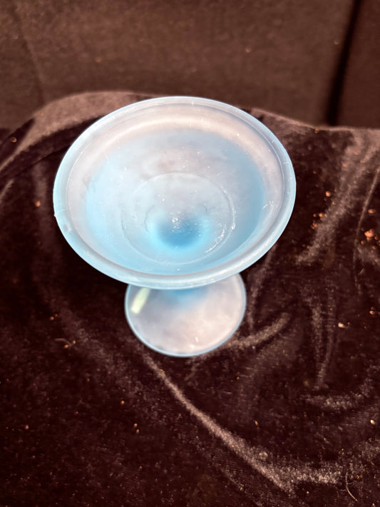Frosted Aqua Blue Glass Sorbet Dish