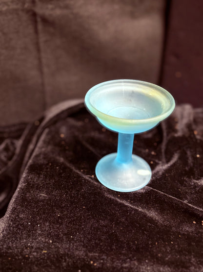 Frosted Aqua Blue Glass Sorbet Dish