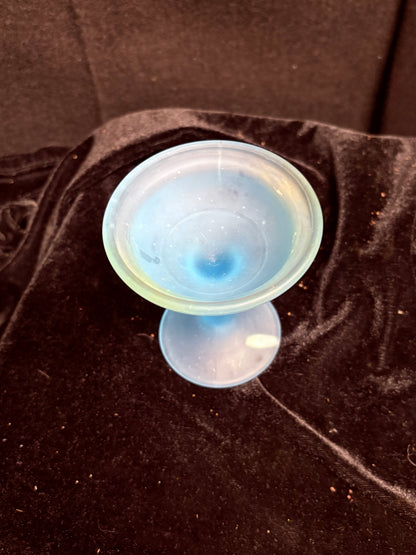 Frosted Aqua Blue Glass Sorbet Dish