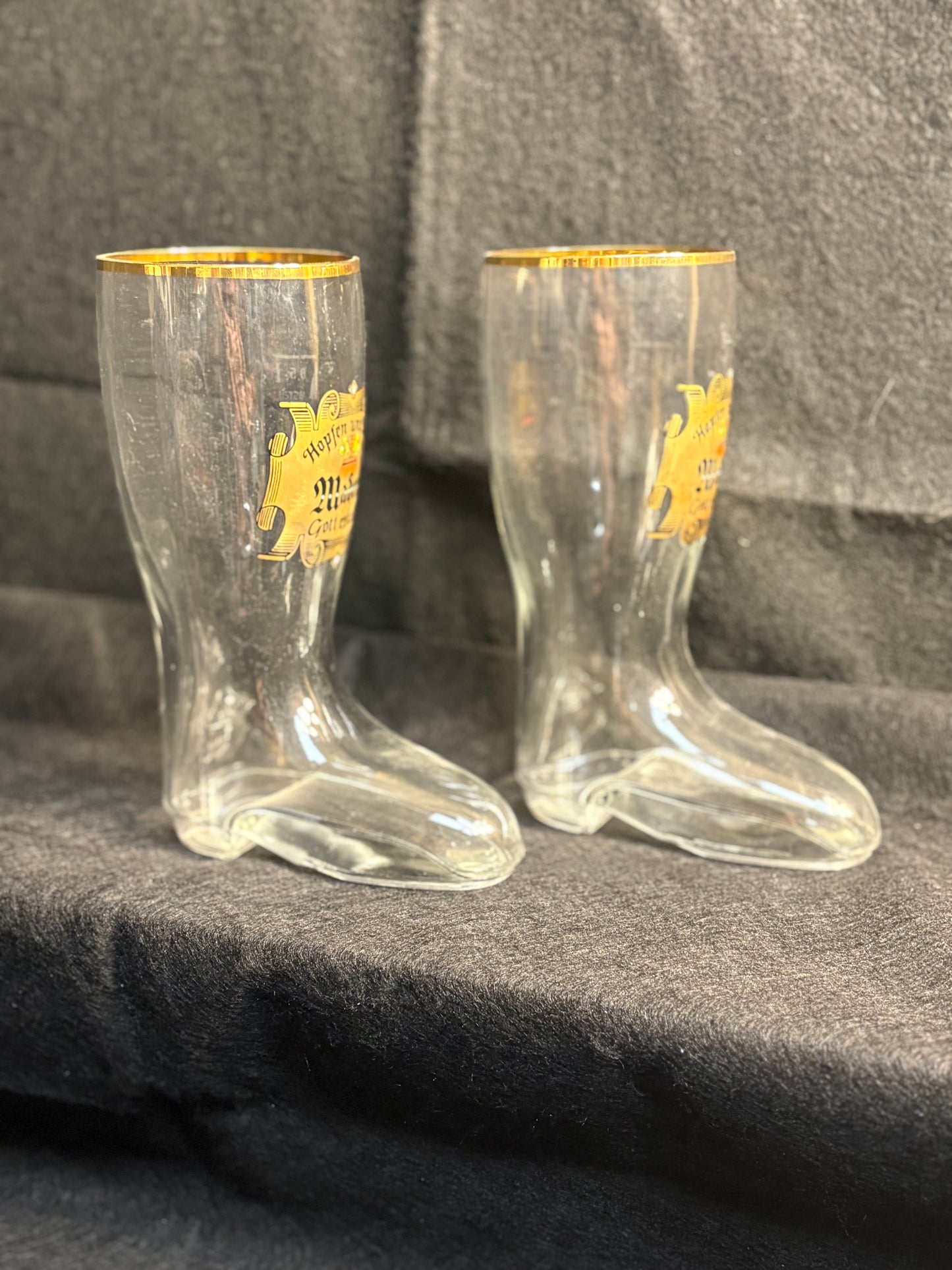 Two German Boot Beer Glasses