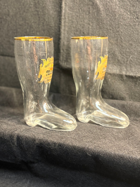 Two German Boot Beer Glasses