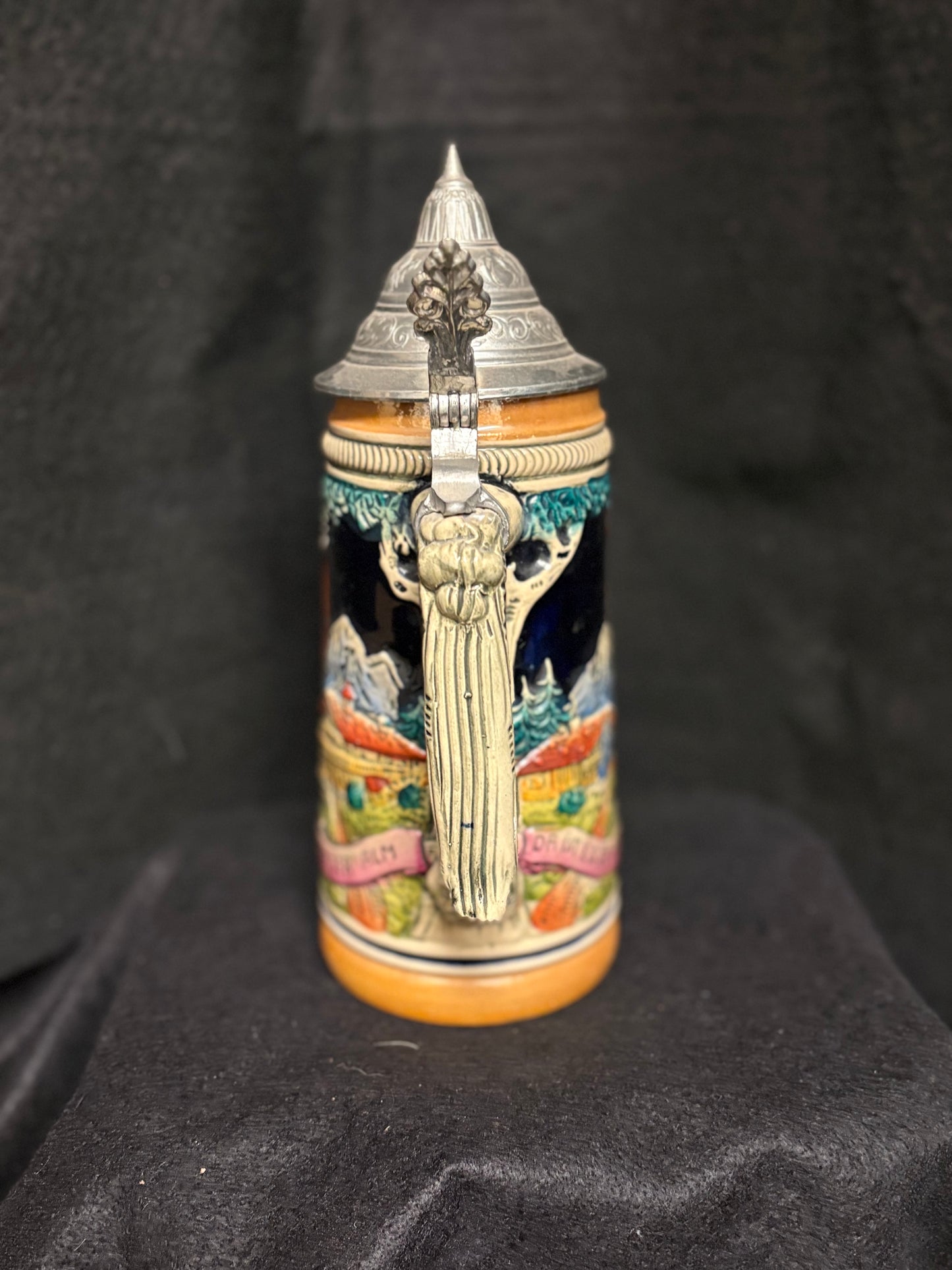 Vintage German Beer Stein with Alpine Folk Scene