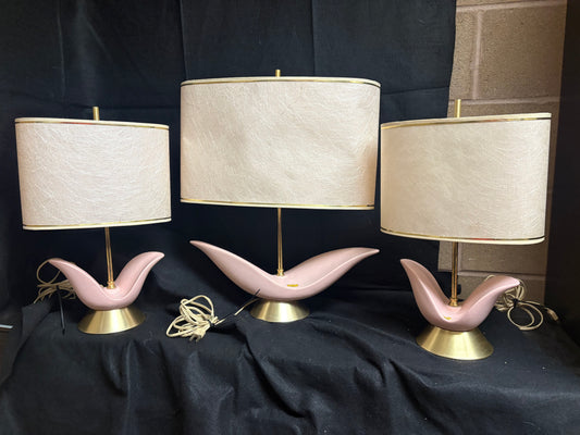 Vintage Set of 3 Abstract Tulip Lamps