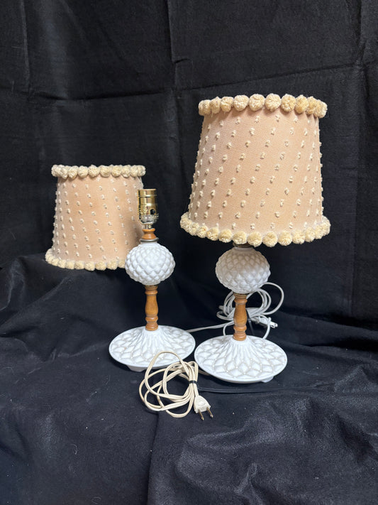 White Milk Glass Lamps (set of two)