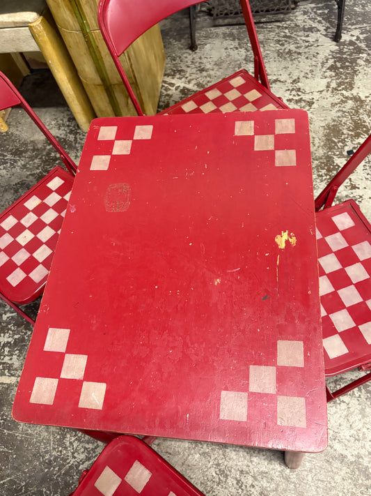 Red Checkered Kids Table & 4 Chairs