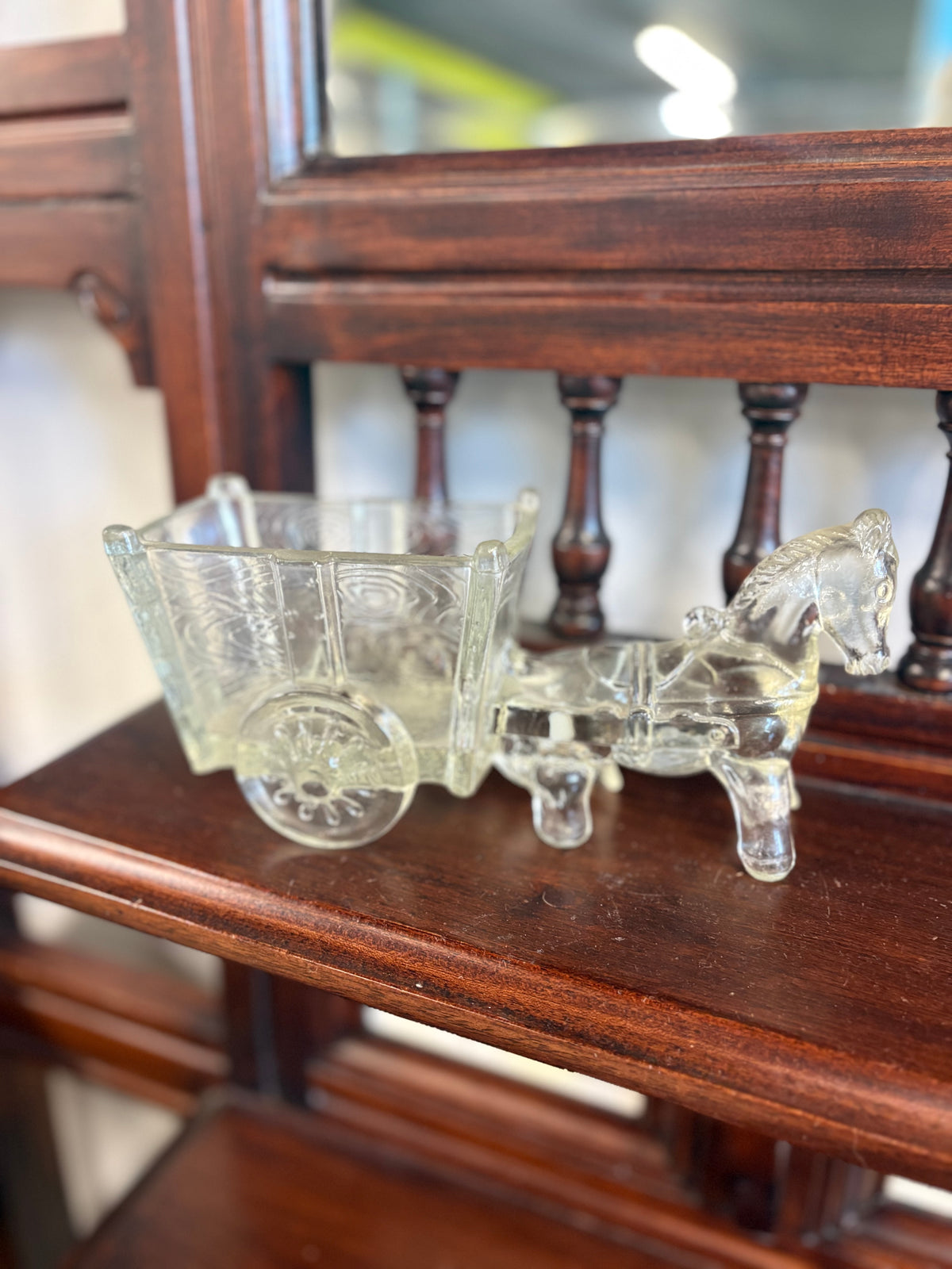 Glass Donkey w/Cart