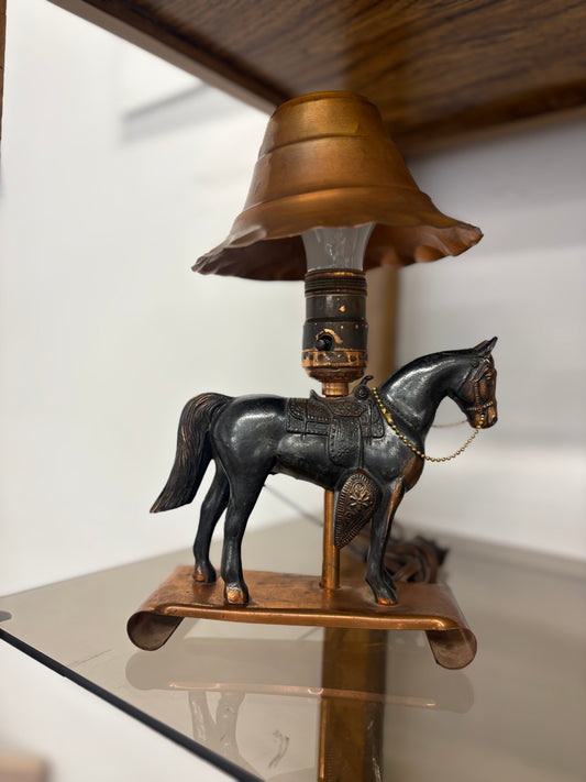Vintage Copper Horse Lamp