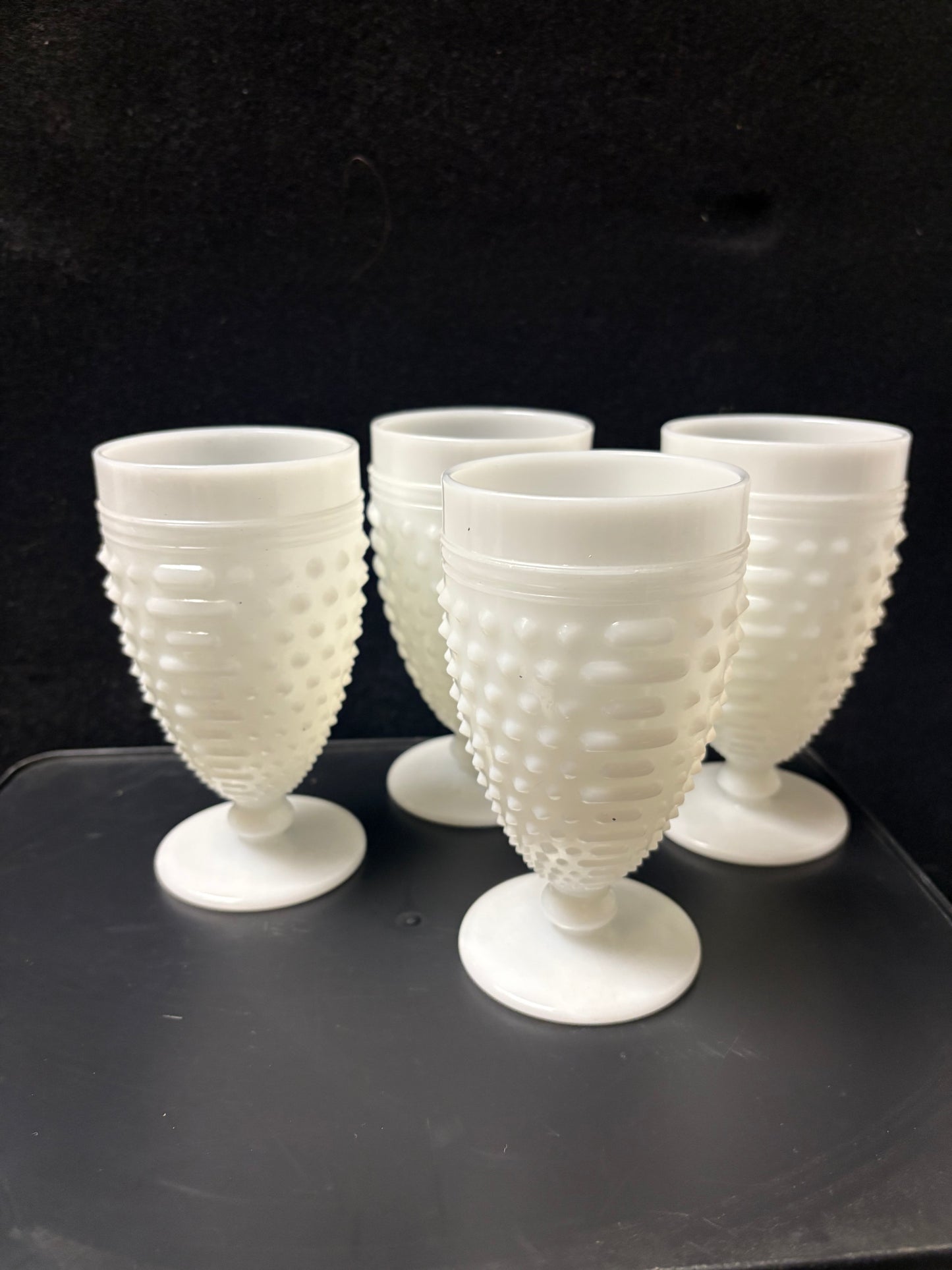 White Milk Glass Goblets (Set of Four)