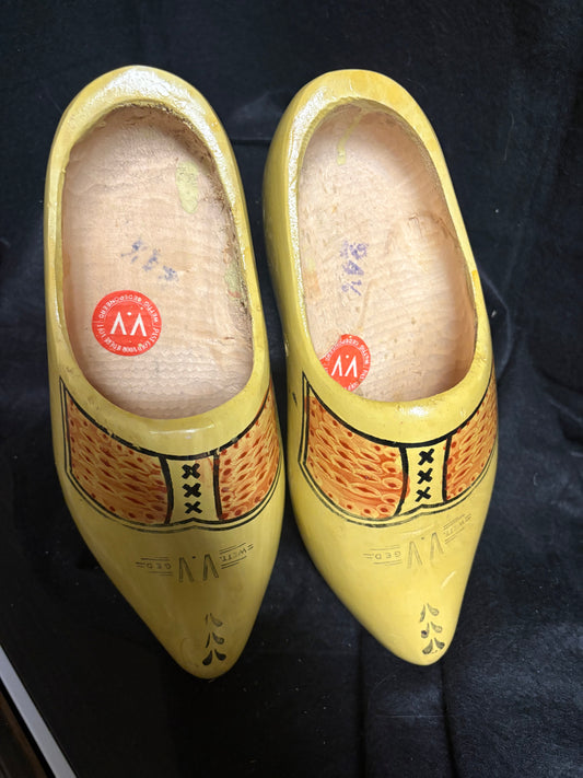 Hand-Carved Yellow Wooden Clogs