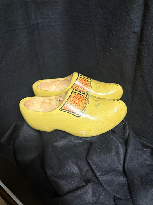 Hand-Carved Yellow Wooden Clogs